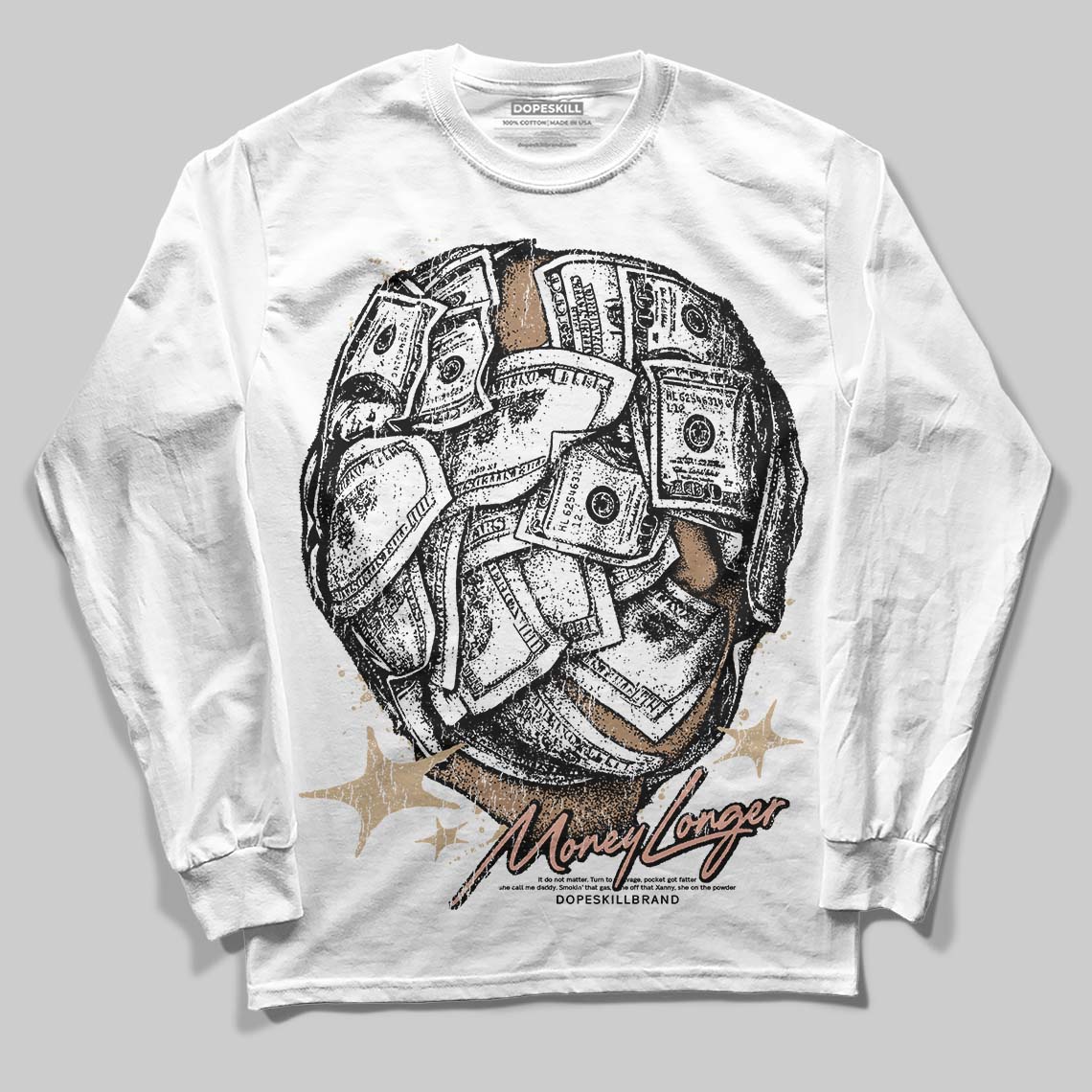 TAN Collection superstreetwear Long Sleeve T-Shirt Money Longer Graphic