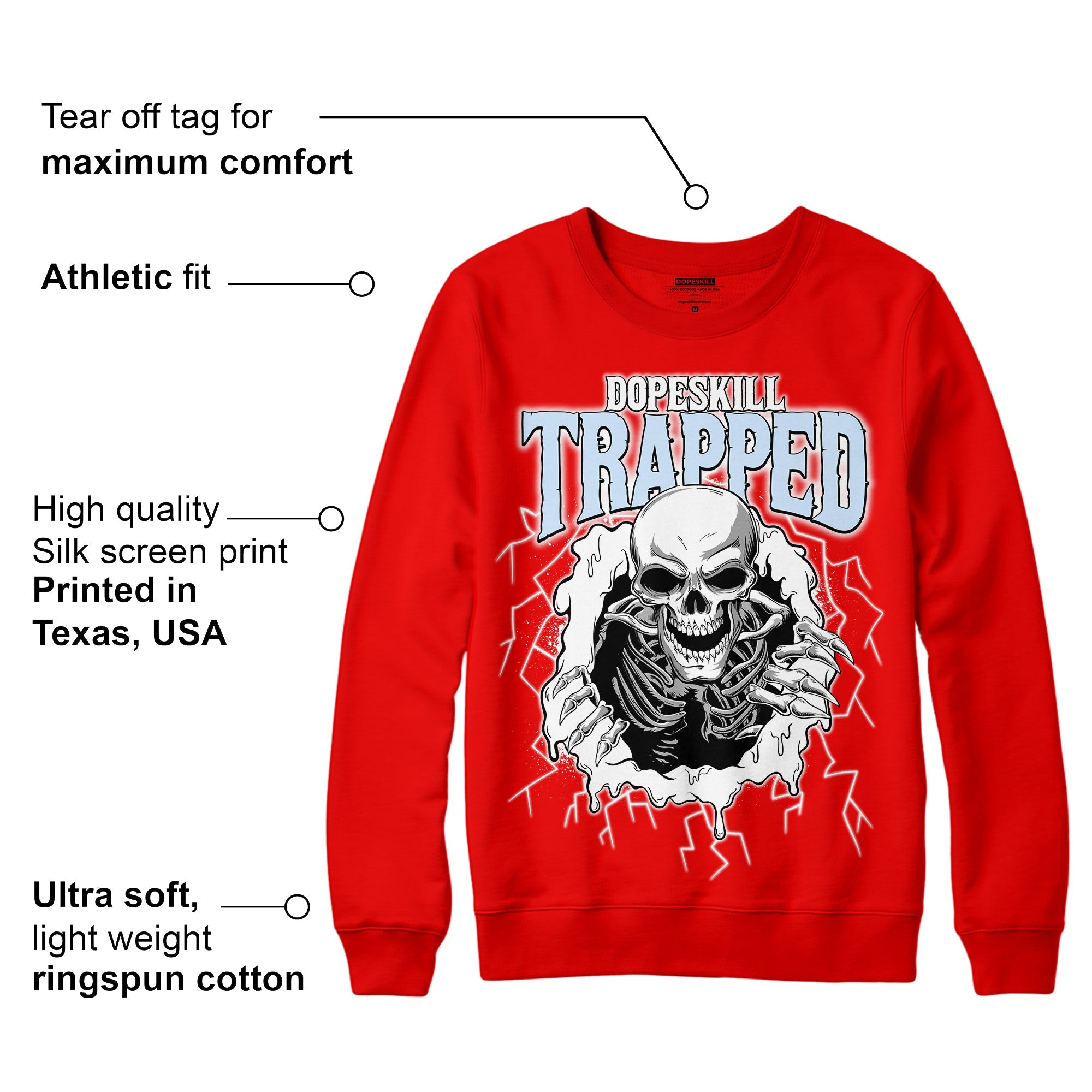 Cherry 11s superstreetwear Varsity Red Sweatshirt Trapped Halloween Graphic