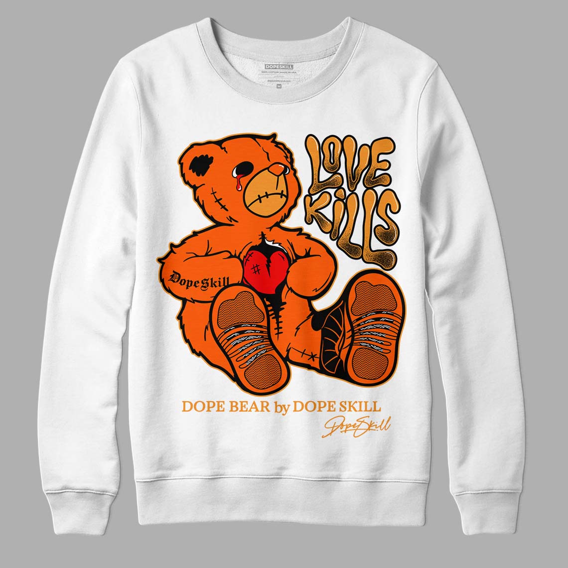 Brilliant Orange 12s superstreetwear Sweatshirt Love Kills Graphic