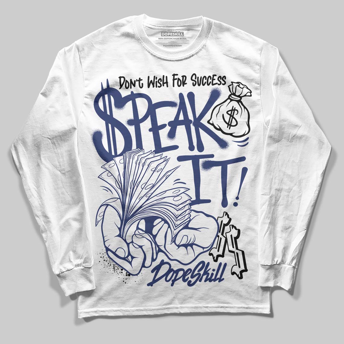 Rare Air Deep Royal Blue 1s superstreetwear Long Sleeve T-Shirt Speak It Graphic