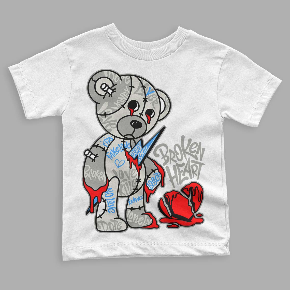 Military Black 4s superstreetwear Toddler Kids T-shirt Broken Heart Graphic