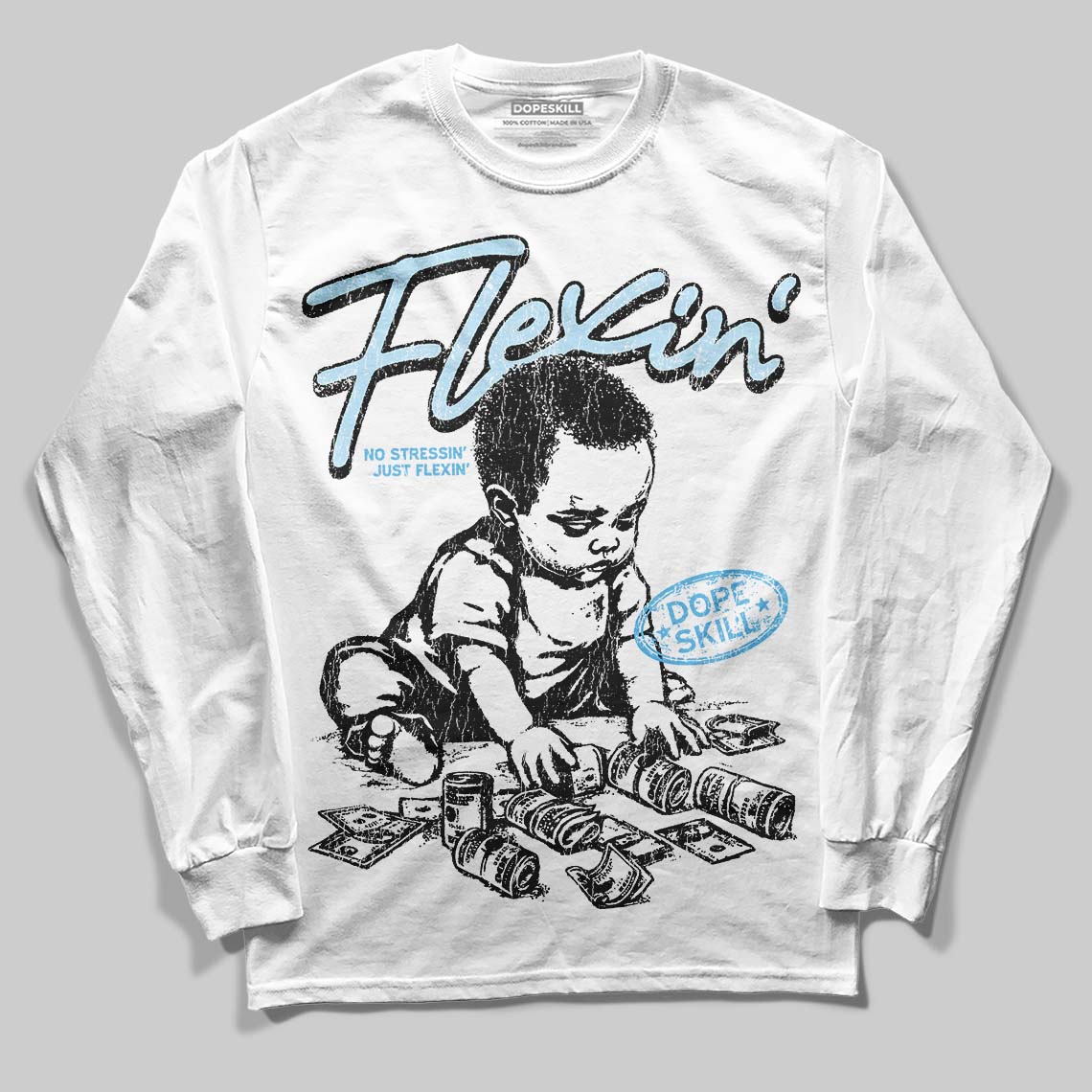 Legend Blue 11s superstreetwear Long Sleeve T-Shirt Flexin' Graphic