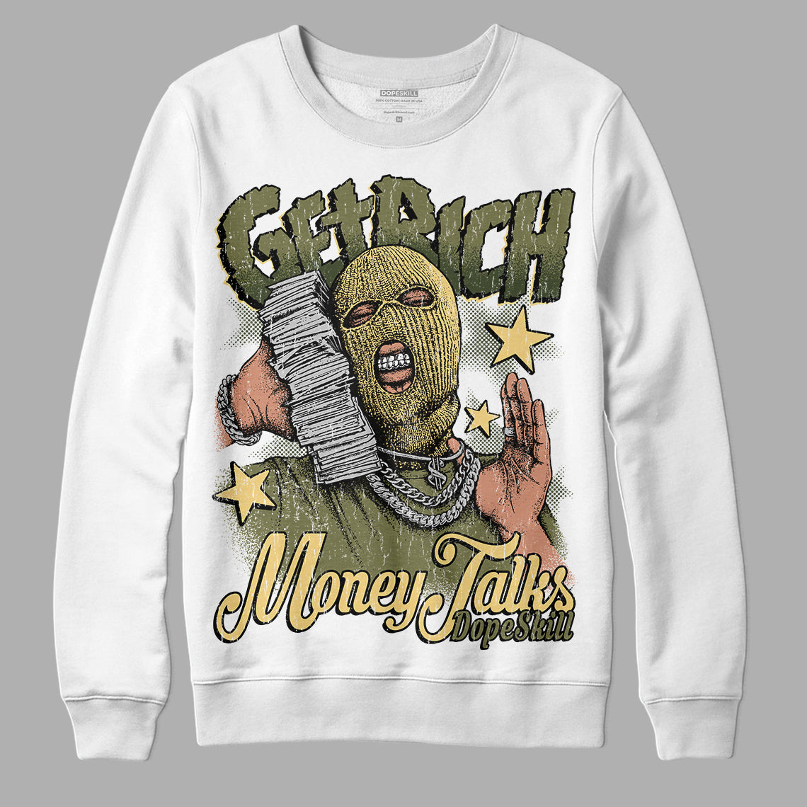 Craft Olive 4s superstreetwear Sweatshirt Get Rich Graphic