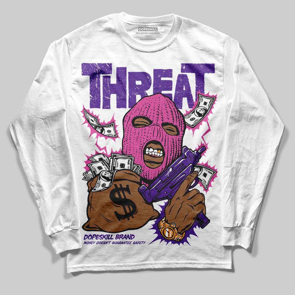 PURPLE Collection superstreetwear Long Sleeve T-Shirt Under Threat Graphic