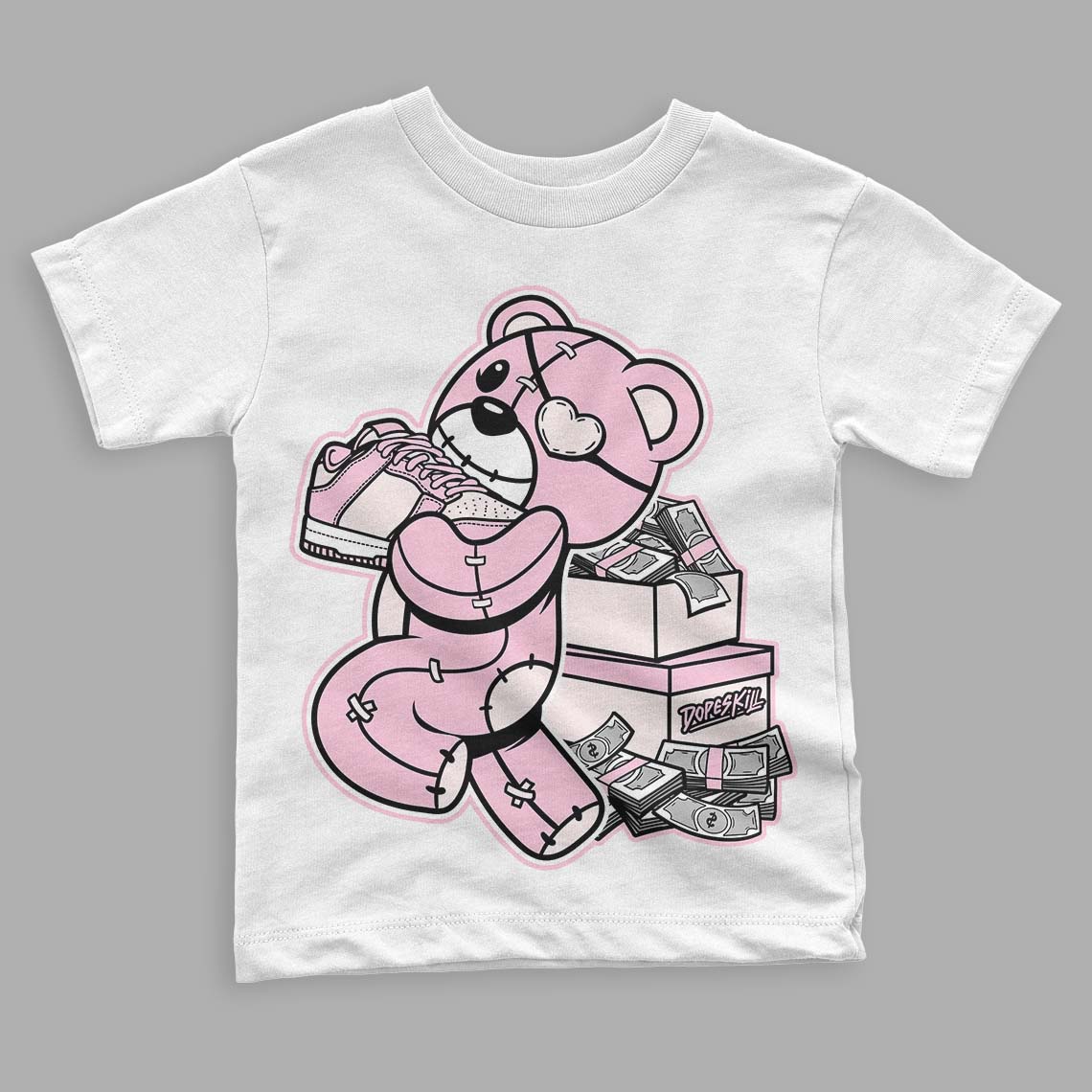 Dunk Low Pink Foam superstreetwear Toddler Kids T-shirt Bear Steals Sneaker Graphic