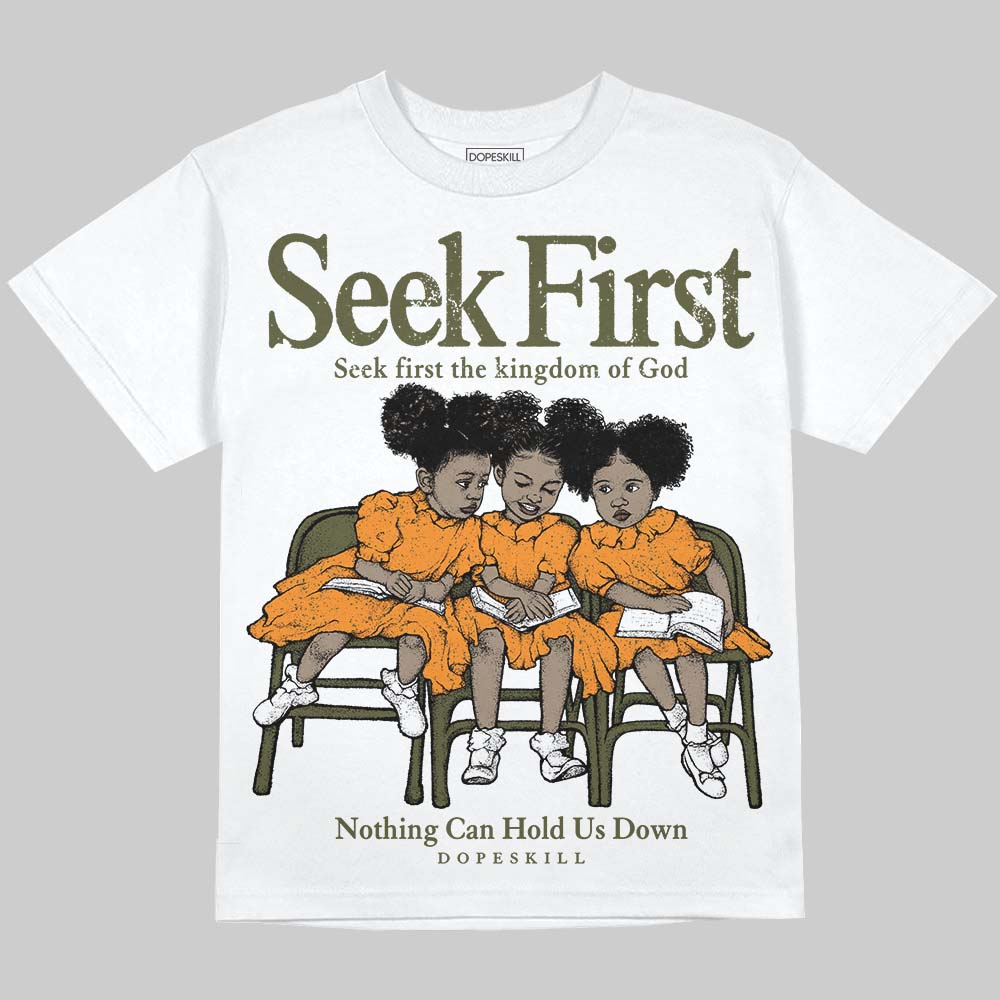 Olive 5s superstreetwear Oversize Print T-Shirt New Seek First Graphic