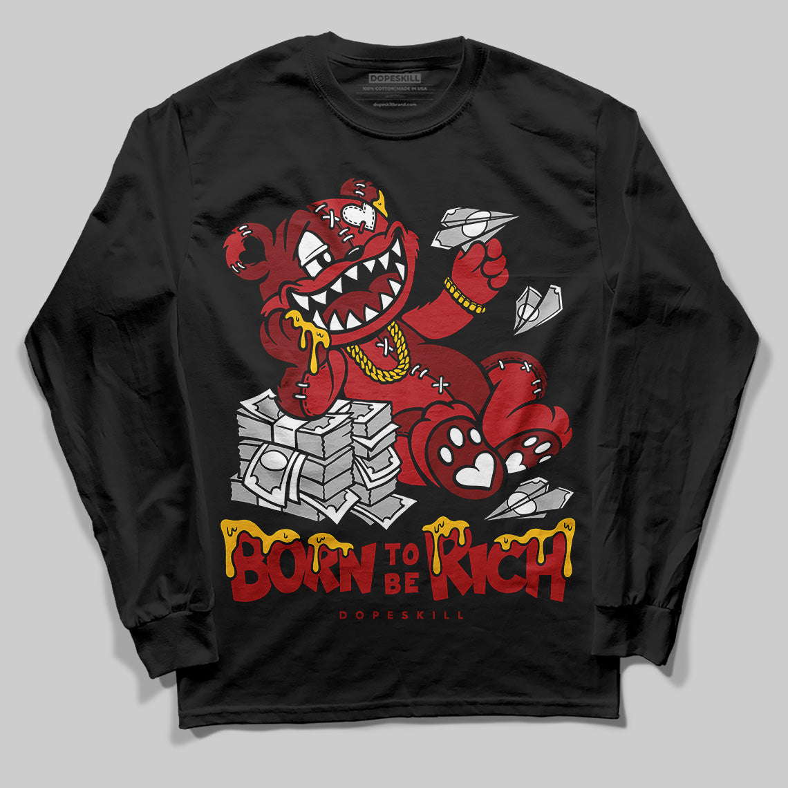 Flu Game 12s superstreetwear Long Sleeve T-Shirt Born To Be Rich Graphic