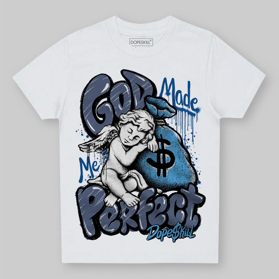 Diffused Blue 11s superstreetwear Toddler Kids T-shirt God Made Me Perfect Graphic