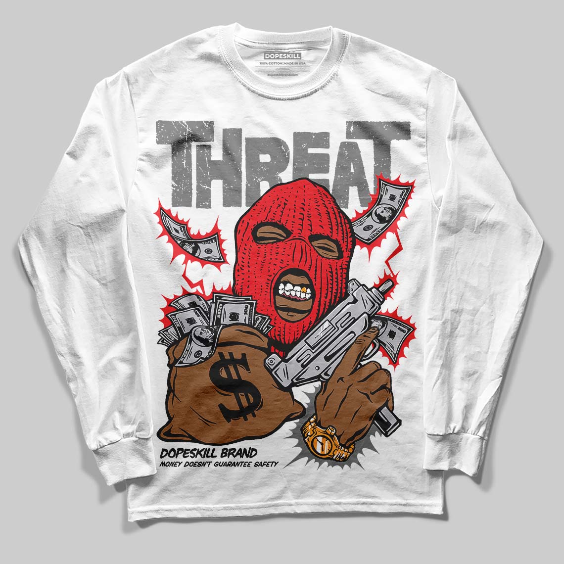 Grey Collection superstreetwear Long Sleeve T-Shirt Under Threat Graphic