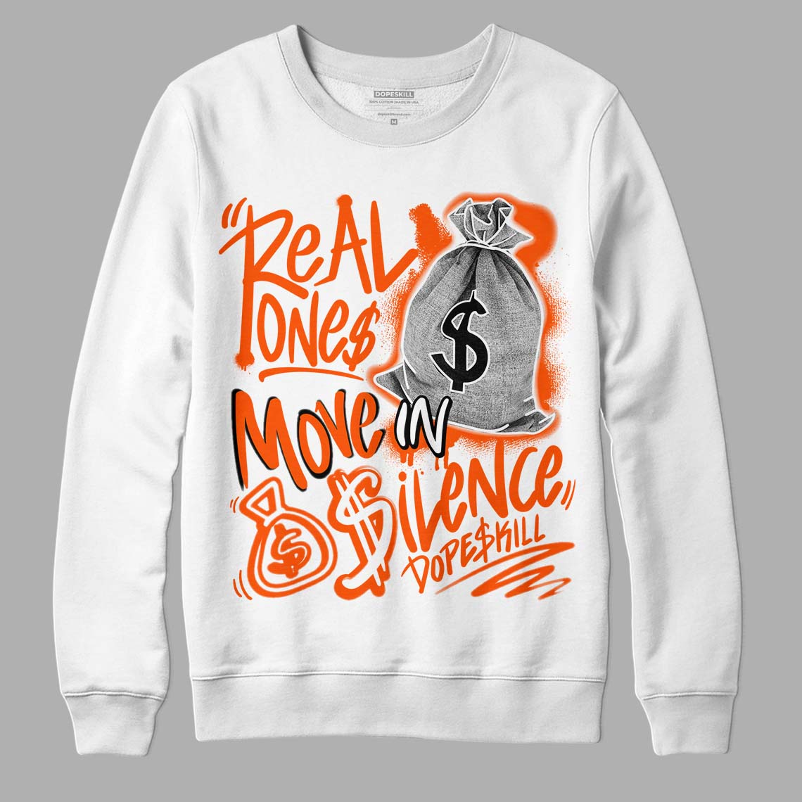 Orange Milk superstreetwear Sweatshirt Real Ones Move In Silence Graphic