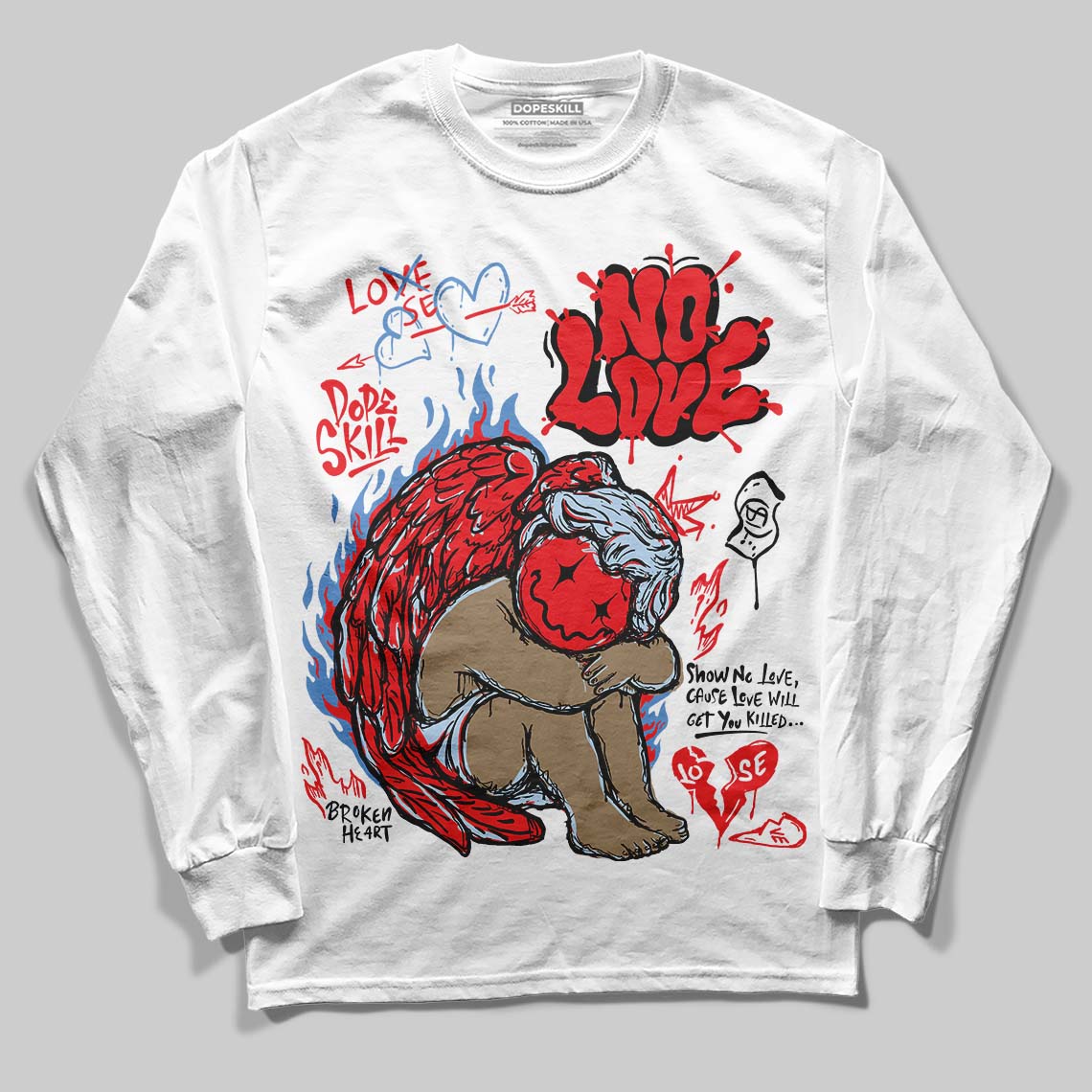 Cherry 11s superstreetwear Long Sleeve T-Shirt No Love Graphic