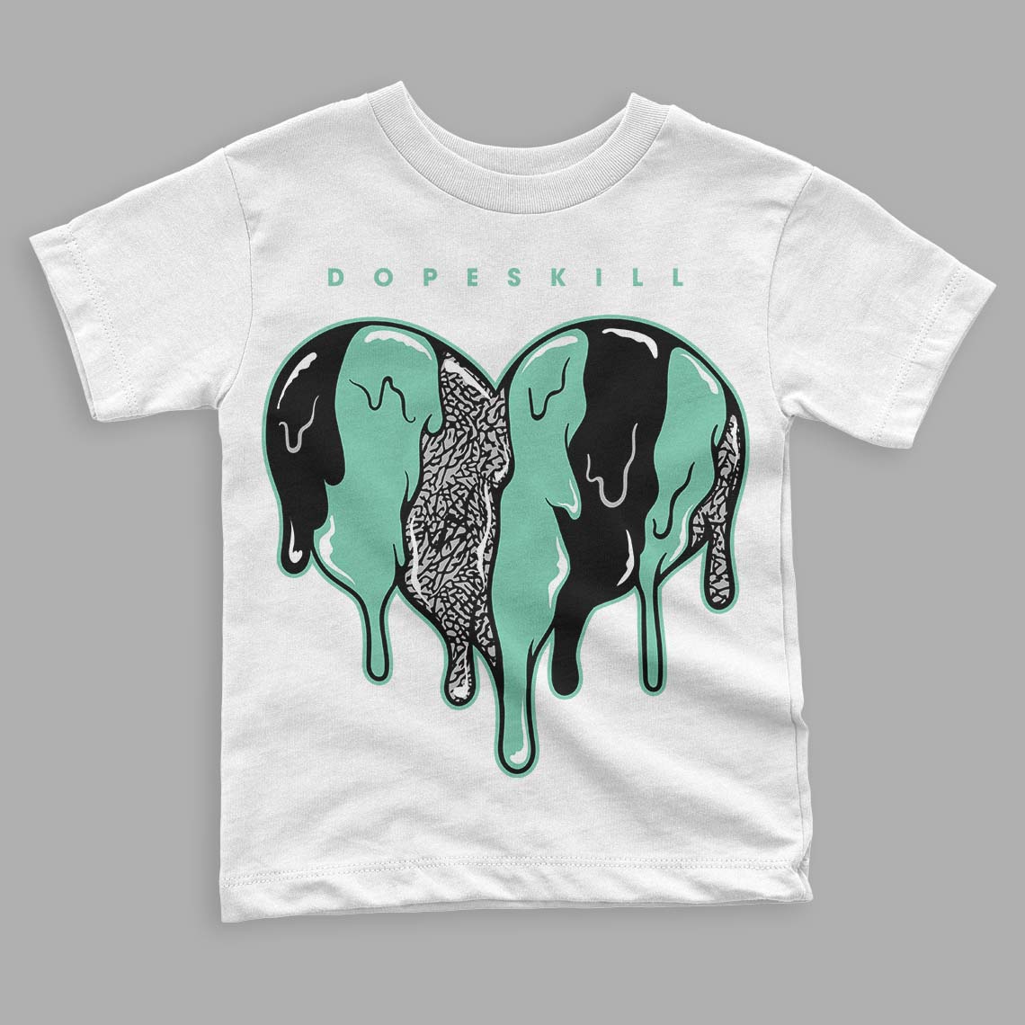 Green Glow 3s superstreetwear Toddler Kids T-shirt Slime Drip Heart Graphic