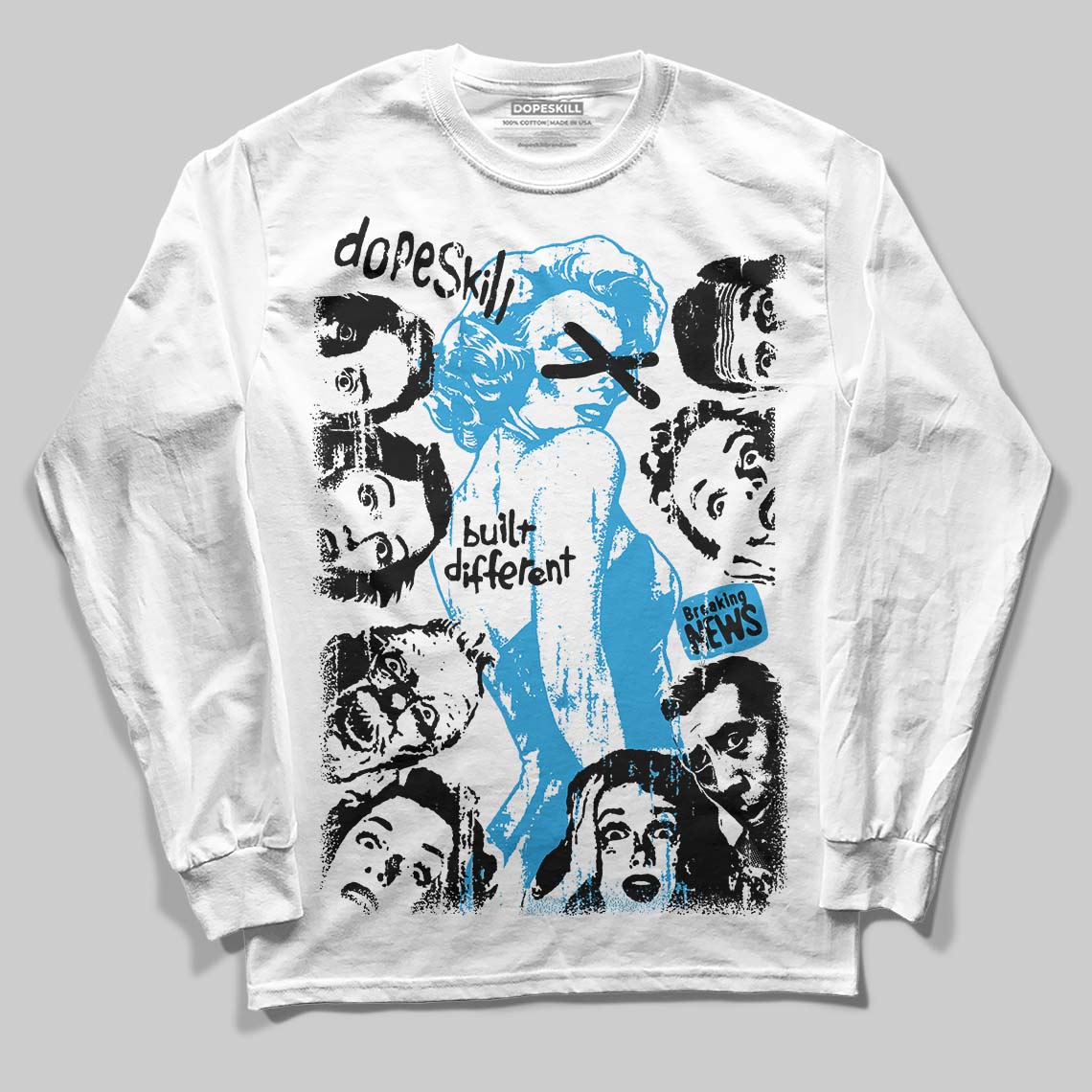 Military Blue 4s superstreetwear Long Sleeve T-Shirt Built Different Graphic