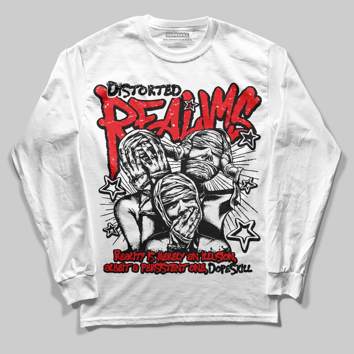 Red Collection superstreetwear Long Sleeve T-Shirt Distorted Realms Graphic