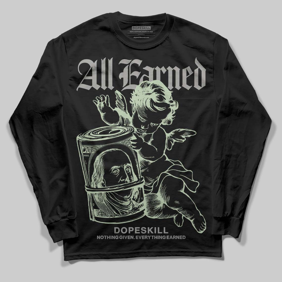 Seafoam 4s 2025 superstreetwear Long Sleeve T-Shirt All Earned Graphic