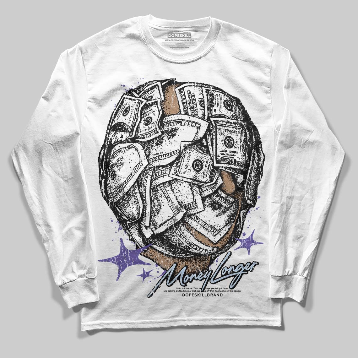 Grape 5s superstreetwear Long Sleeve T-Shirt Money Longer Graphic
