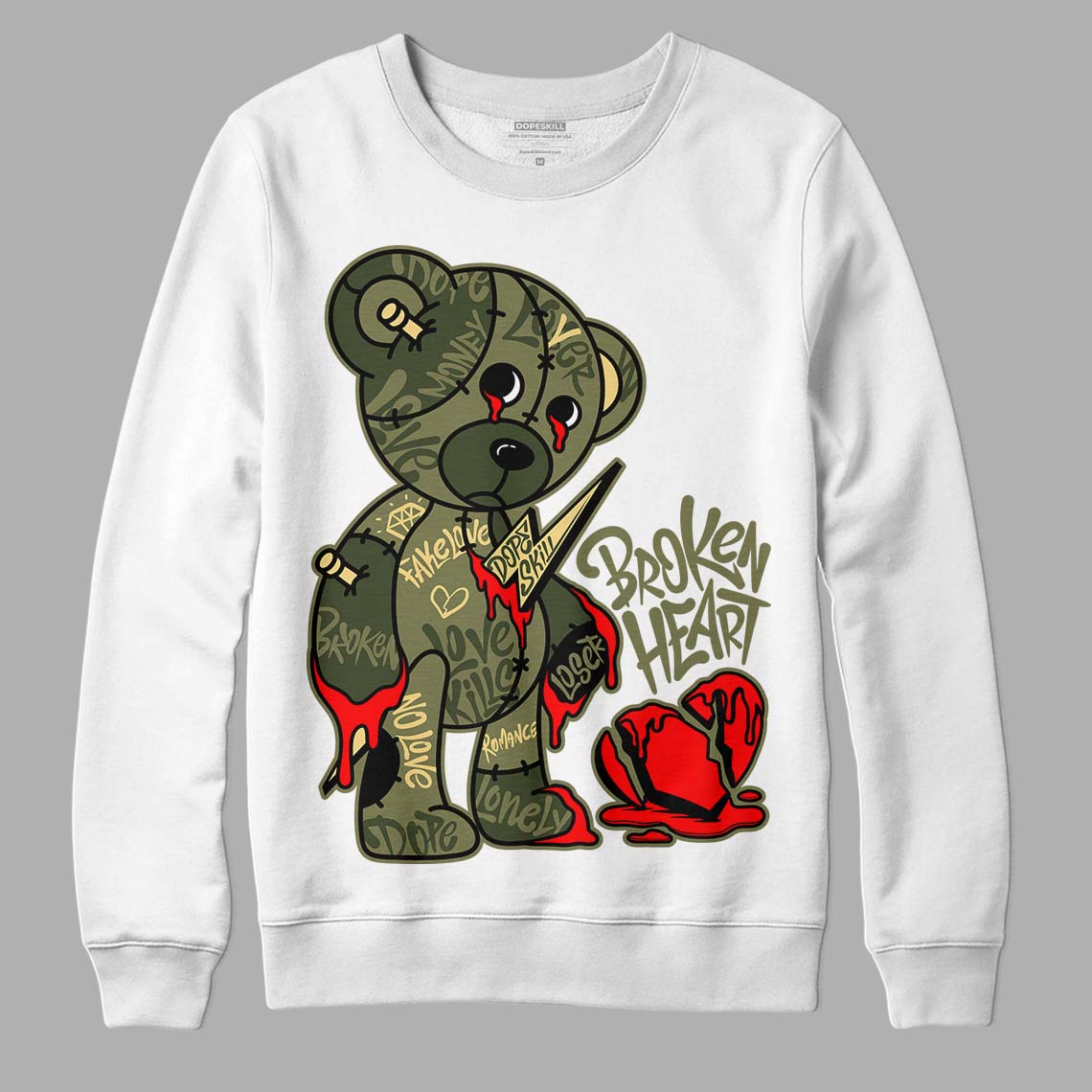 Craft Olive 4s superstreetwear Sweatshirt Broken Heart Graphic