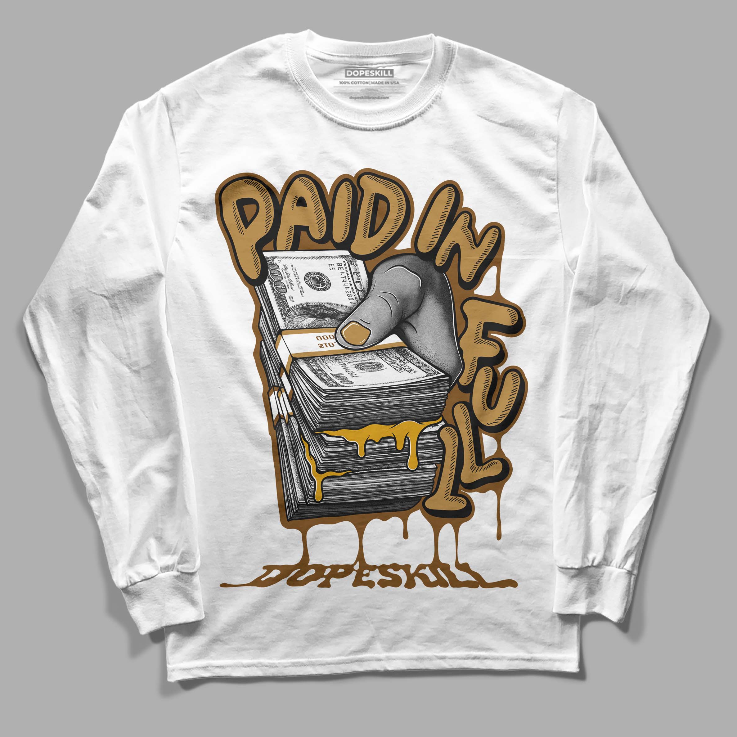 Wheat 13s superstreetwear Long Sleeve T-Shirt Paid In Full Graphic