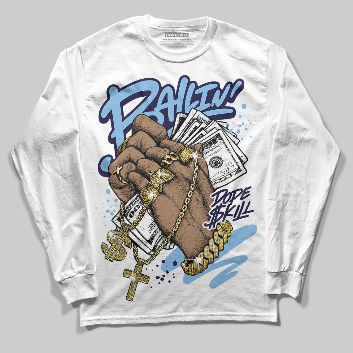 University Blue Collection superstreetwear Long Sleeve T-Shirt Always Ballin' Graphic