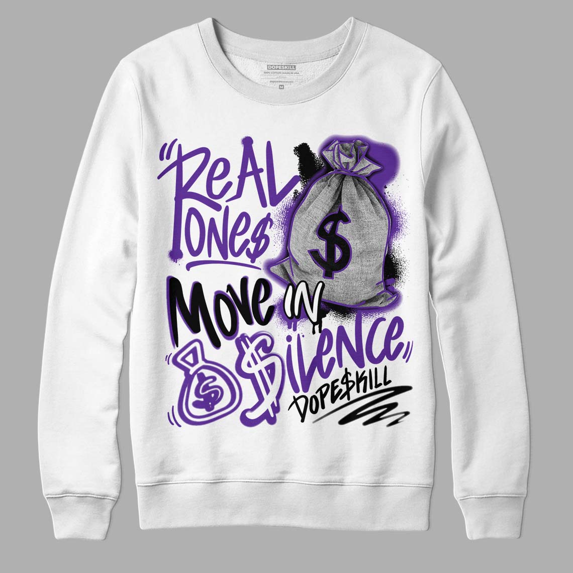 PURPLE Collection superstreetwear Sweatshirt Real Ones Move In Silence Graphic