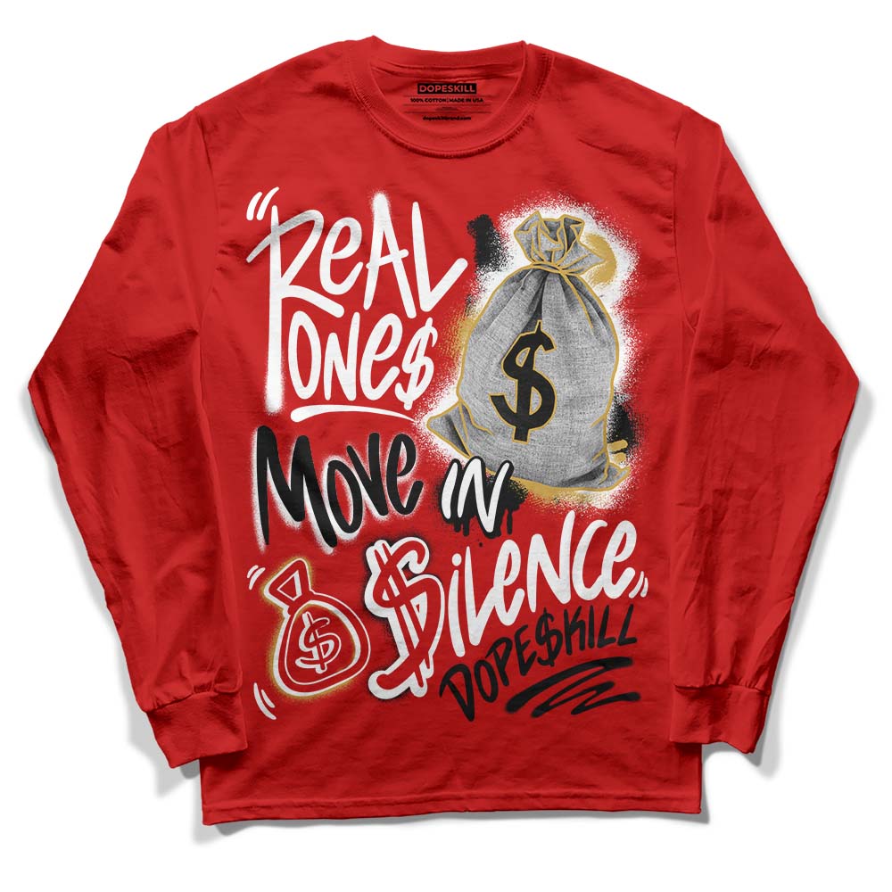 Red Collection superstreetwear Red Long Sleeve T-Shirt Real Ones Move In Silence Graphic
