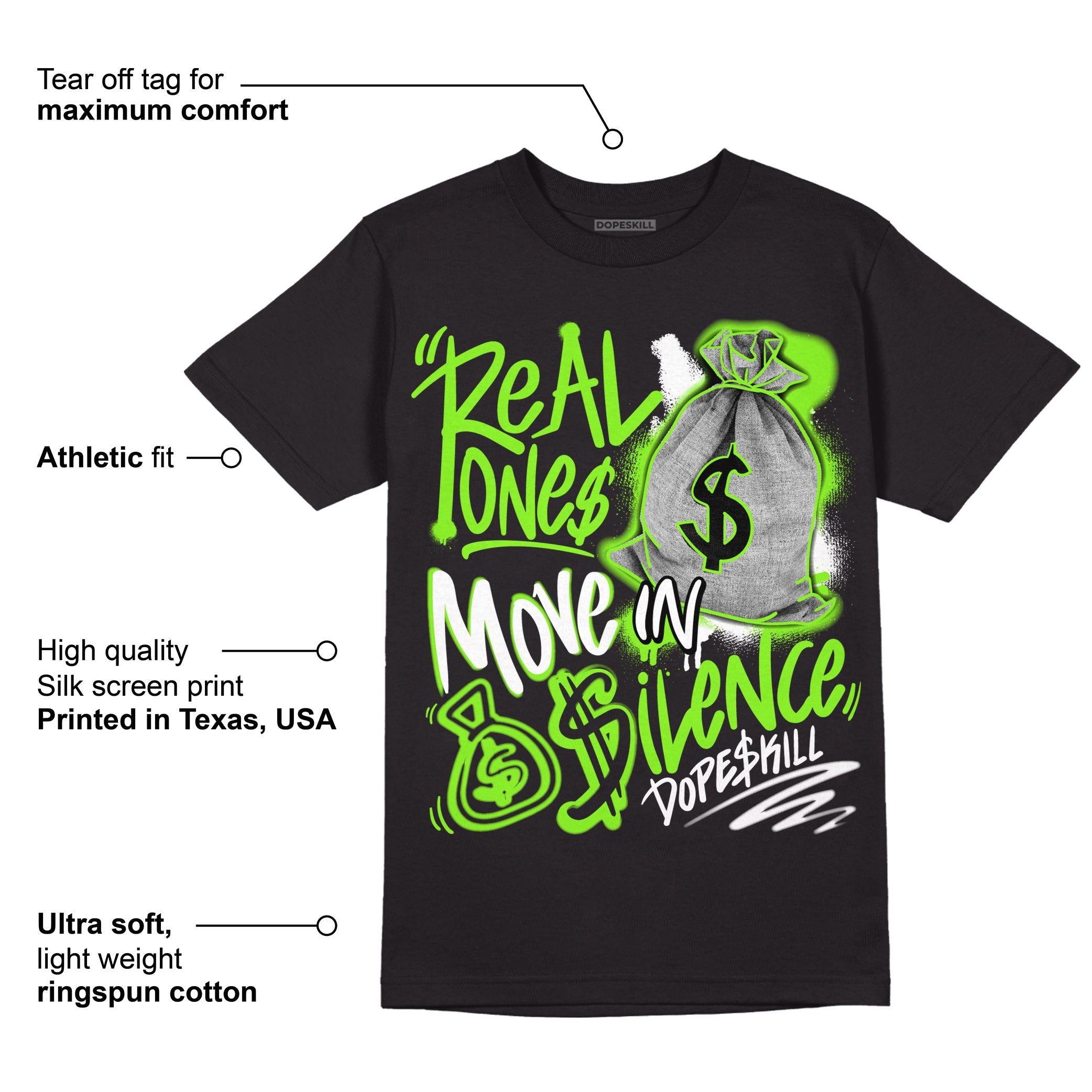 Neon Green Collection superstreetwear T-Shirt Real Ones Move In Silence Graphic