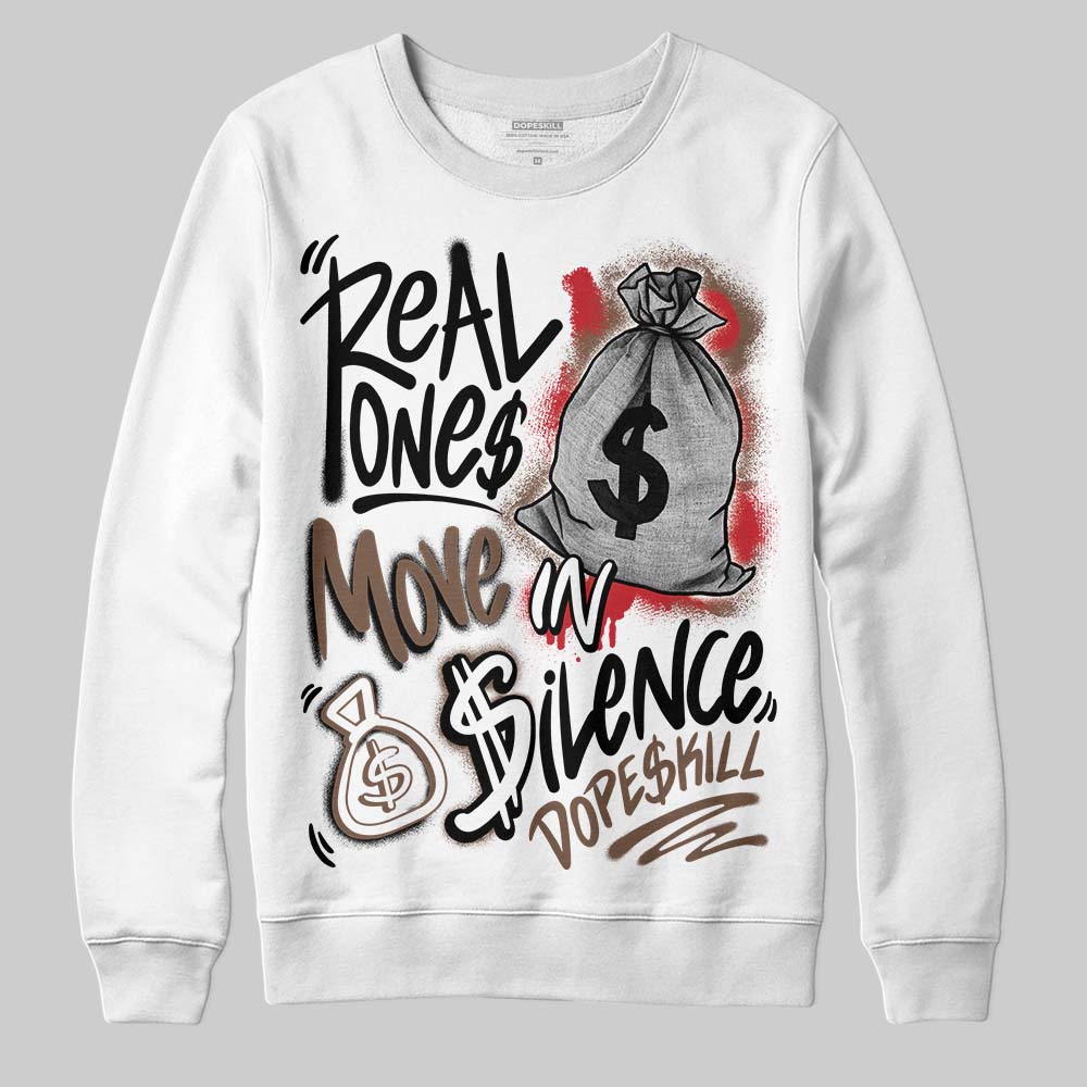 Olive 9s superstreetwear Sweatshirt Real Ones Move In Silence Graphic