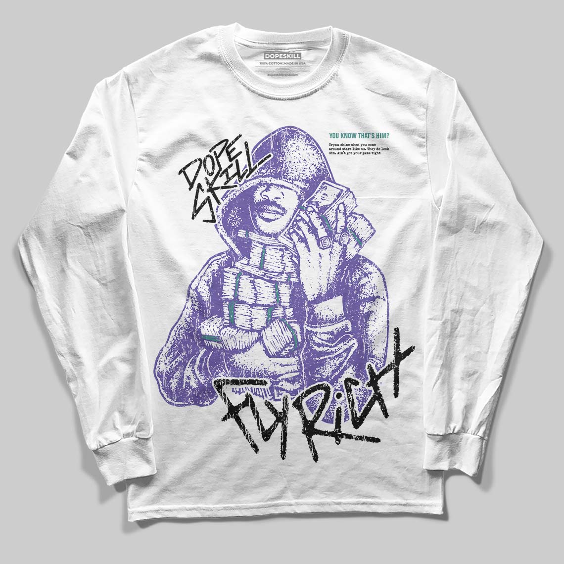 Grape 5s superstreetwear Long Sleeve T-Shirt Fly Rich Graphic