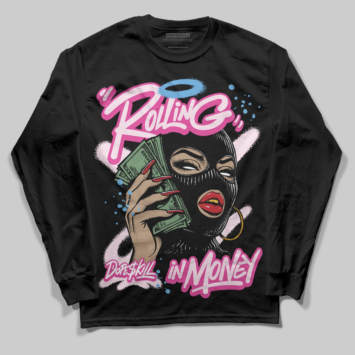Triple Pink Dunk superstreetwear Long Sleeve T-Shirt Rolling in Money Graphic
