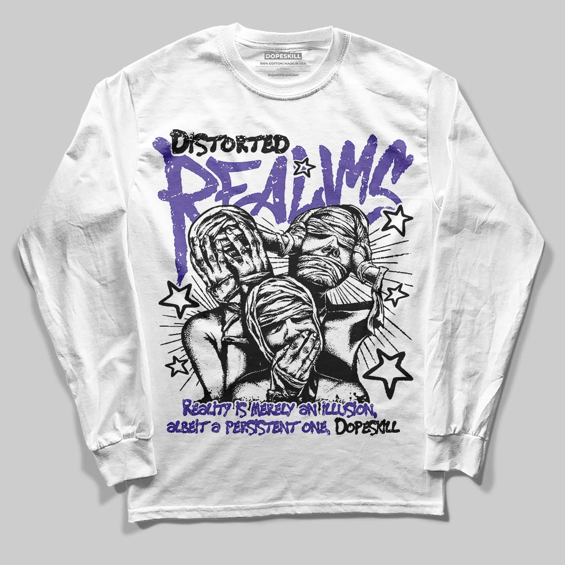 Grape 5s superstreetwear Long Sleeve T-Shirt Distorted Realms Graphic