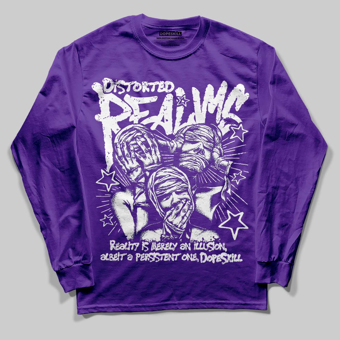 Grape 5s superstreetwear Long Sleeve T-Shirt Distorted Realms Graphic