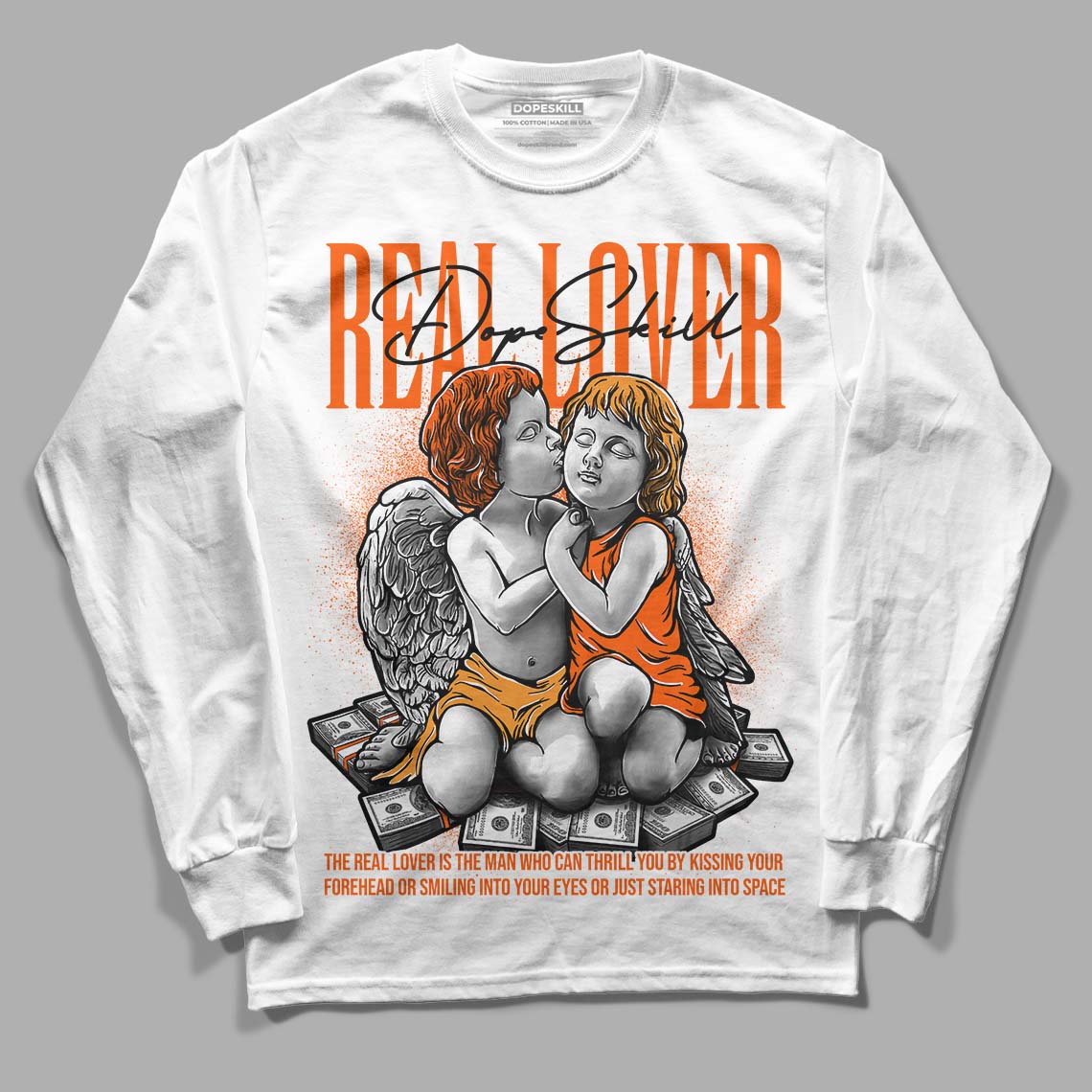 Brilliant Orange 12s superstreetwear Long Sleeve T-Shirt Real Lover Graphic