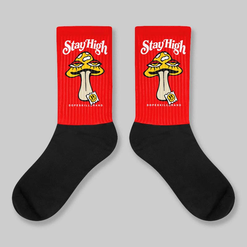 Red Collection superstreetwear Sublimated Socks Stay High Graphic