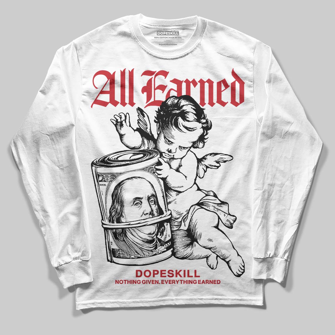 Bred 11s superstreetwear Long Sleeve T-Shirt All Earned Graphic