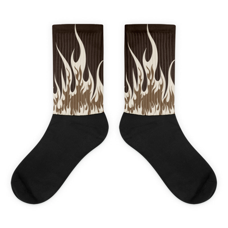 FIRE Sublimated Socks Match AJ 1 Low OG a??Reverse Mochaa??