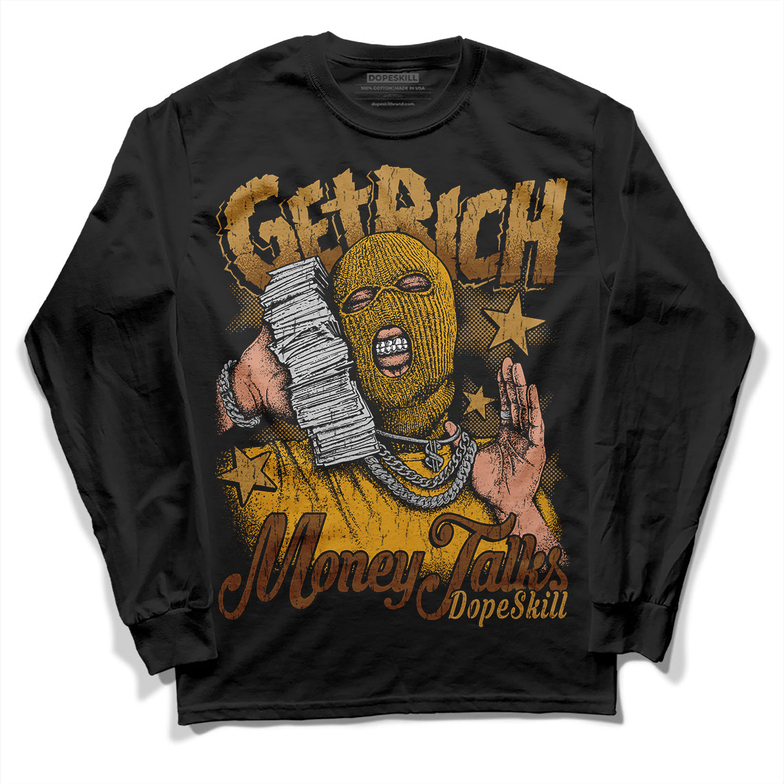 Wheat 13s superstreetwear Long Sleeve T-Shirt Get Rich Graphic