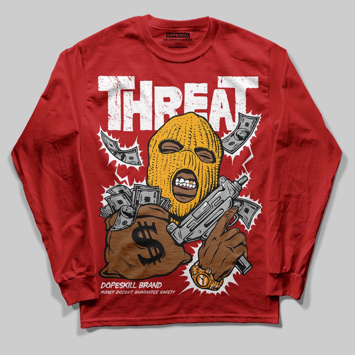 Red Collection superstreetwear Long Sleeve T-Shirt Under Threat Graphic
