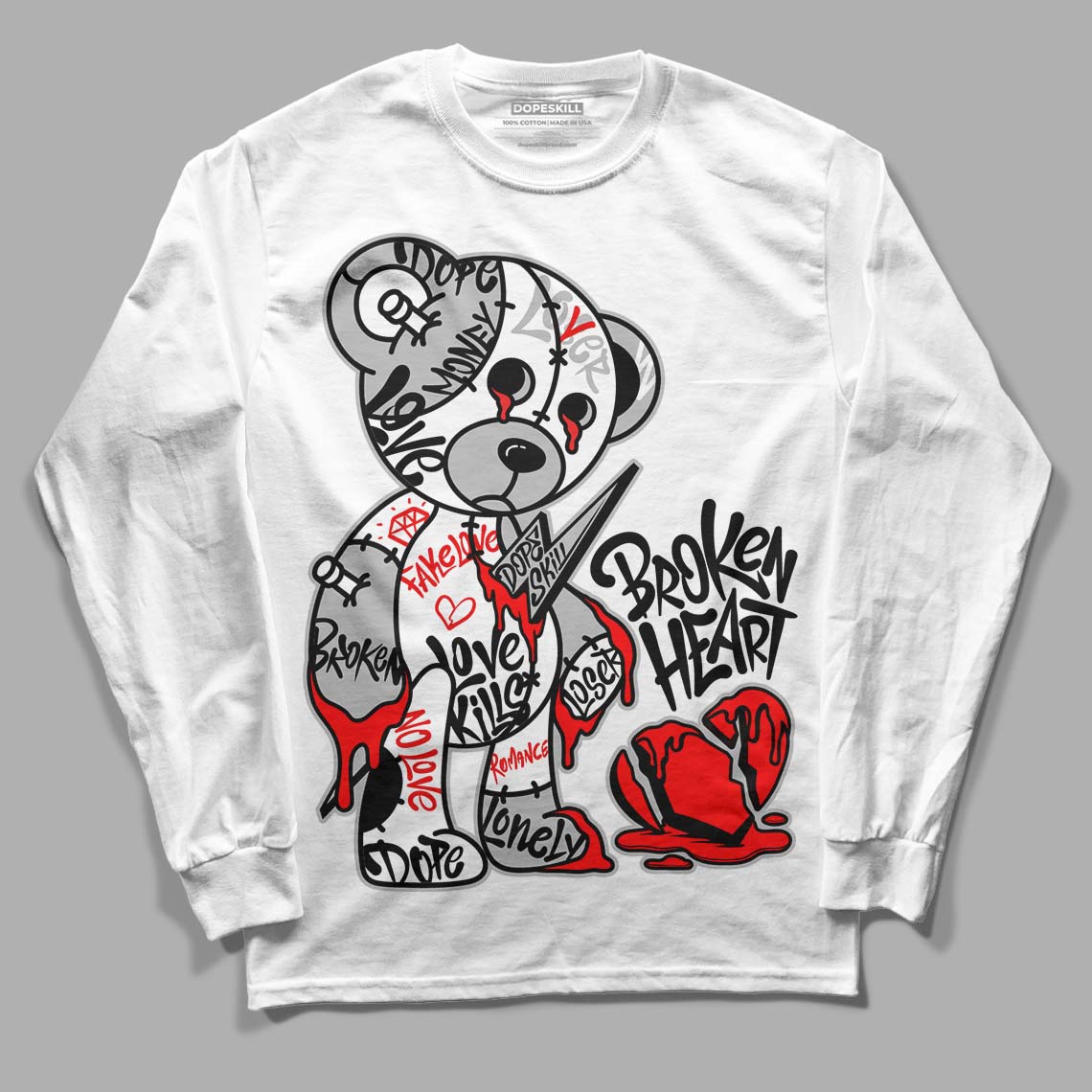 Panda White Black Dunk Low superstreetwear Long Sleeve T-Shirt Broken Heart Graphic