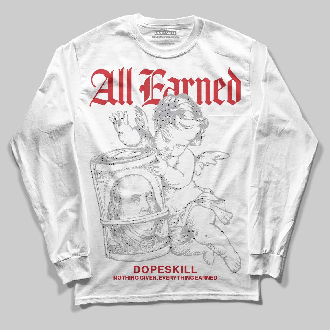 White Cement 4s superstreetwear Long Sleeve T-Shirt All Earned Graphic