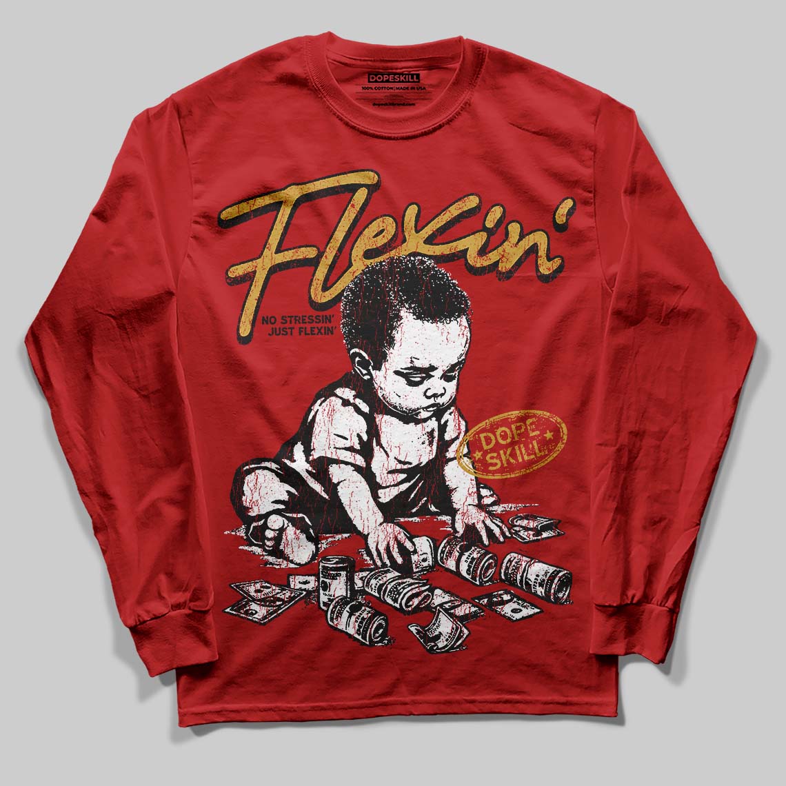 Red Collection superstreetwear Long Sleeve T-Shirt Flexin' Graphic