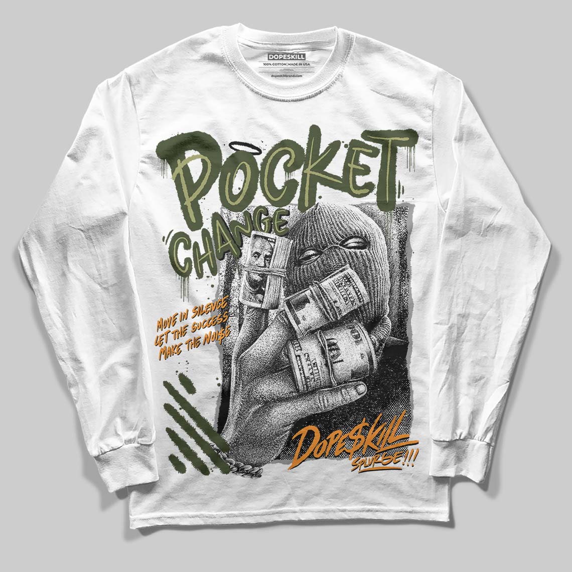 Olive Collection superstreetwear Long Sleeve T-Shirt Pocket Change Graphic