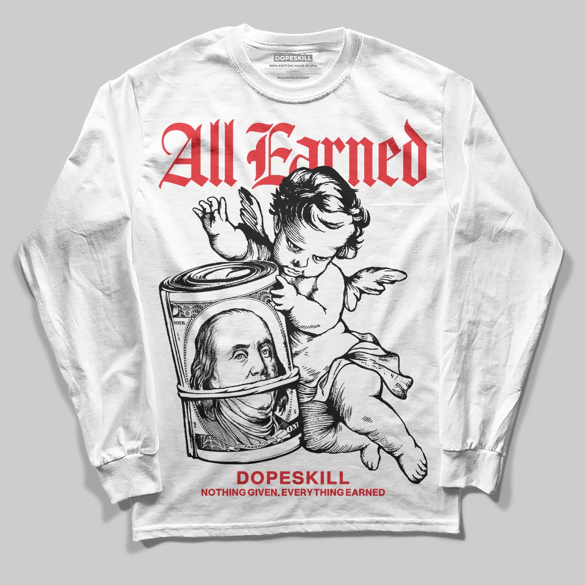 Black and White Collection superstreetwear Long Sleeve T-Shirt All Earned Graphic