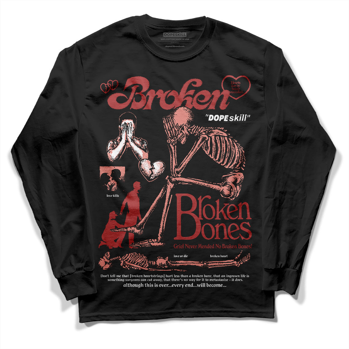 Dune Red 13s superstreetwear Long Sleeve T-Shirt Broken Bones Graphic