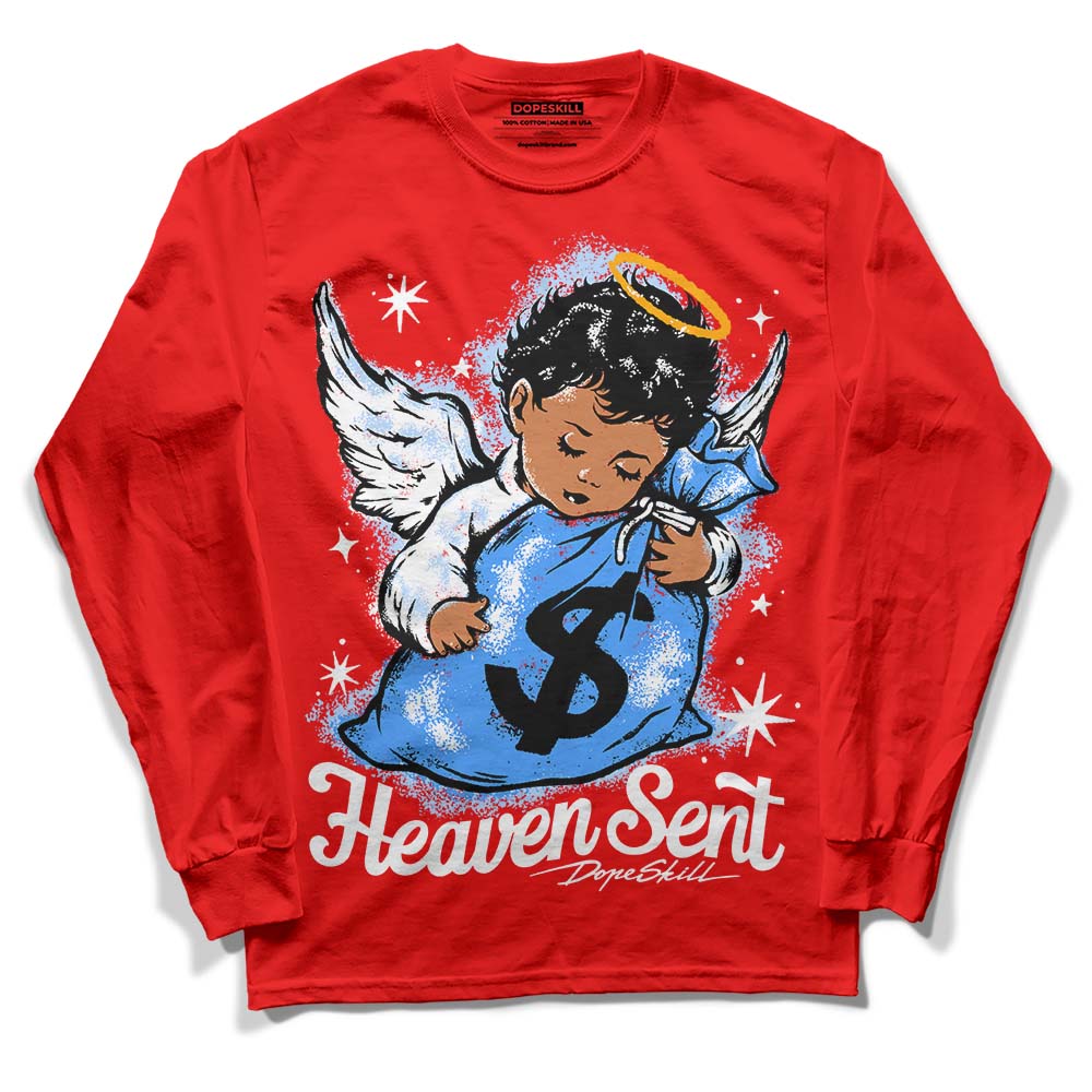 Cherry 11s superstreetwear Varsity Red Long Sleeve T-Shirt Heaven Sent Graphic