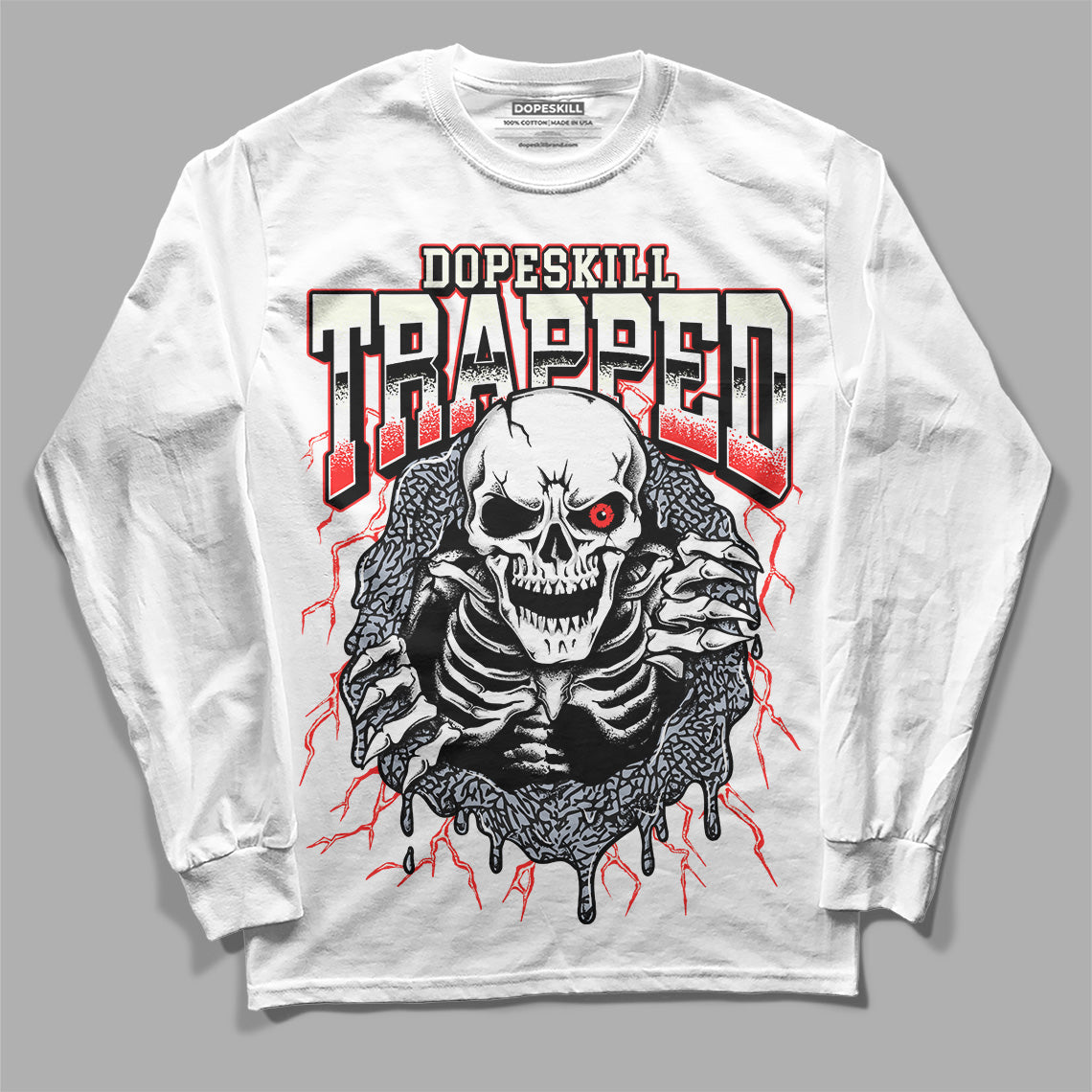 White Cement Reimagined 3s superstreetwear Long Sleeve T-Shirt Trapped Halloween Graphic