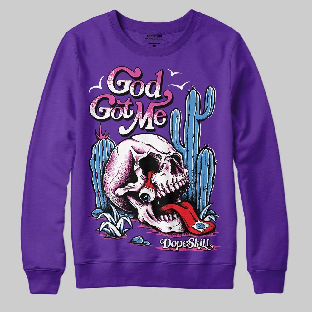 PURPLE Collection superstreetwear Purple Sweatshirt God Got Me Graphic