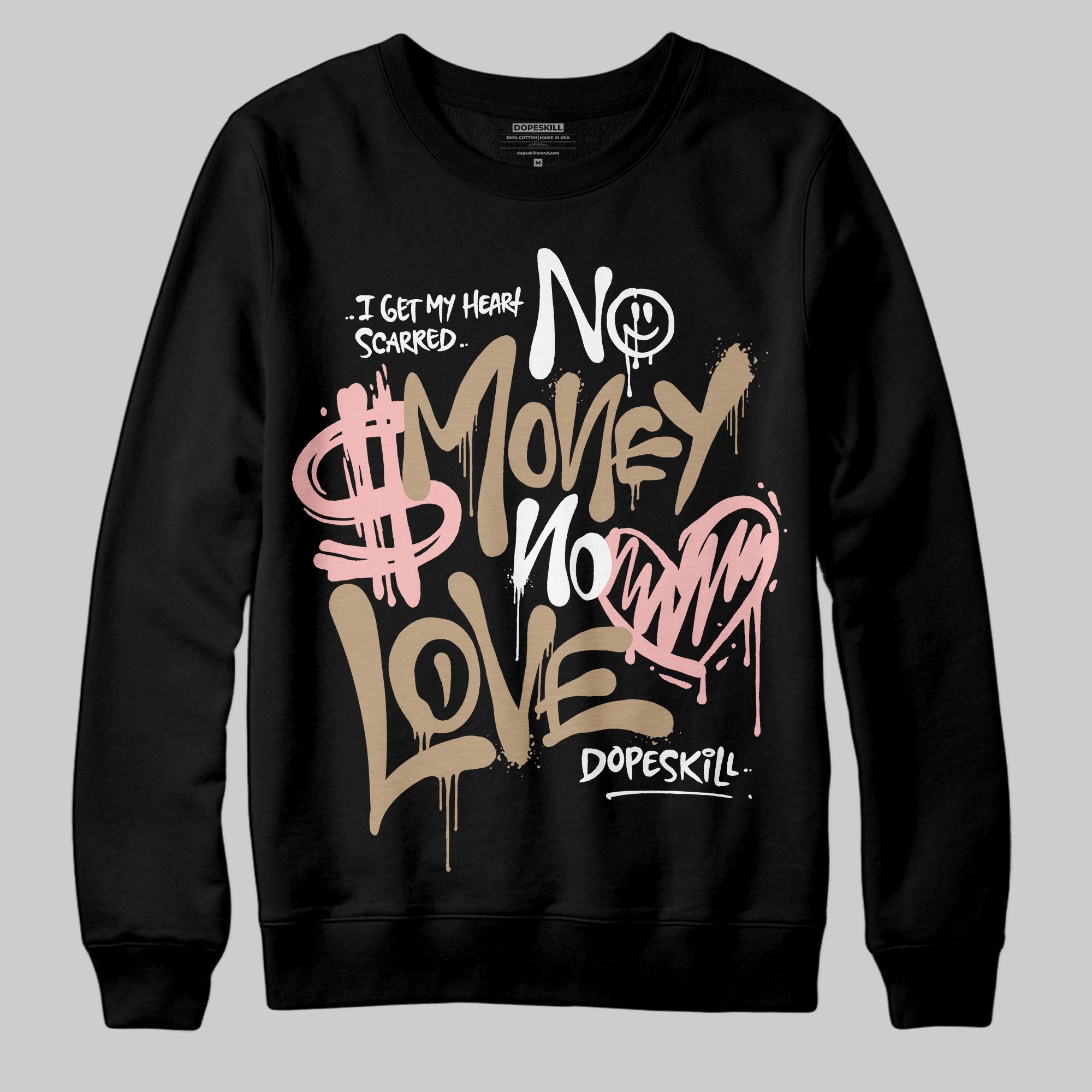 AIR FORCE 1 LINEN superstreetwear Sweatshirt No Money No Love Typo Graphic