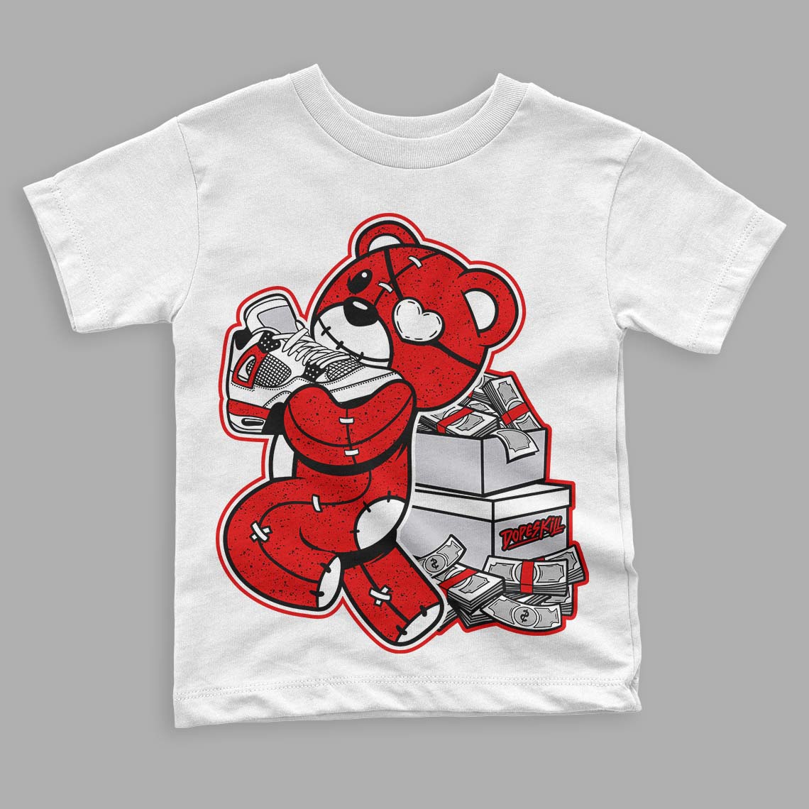 Red Cement 4S superstreetwear Toddler Kids T-shirt Bear Steals Sneaker Graphic
