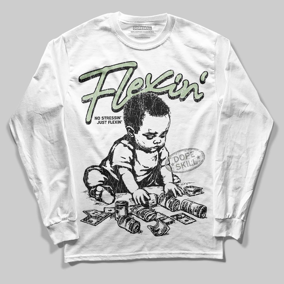 Seafoam 4s 2025 superstreetwear Long Sleeve T-Shirt Flexin' Graphic