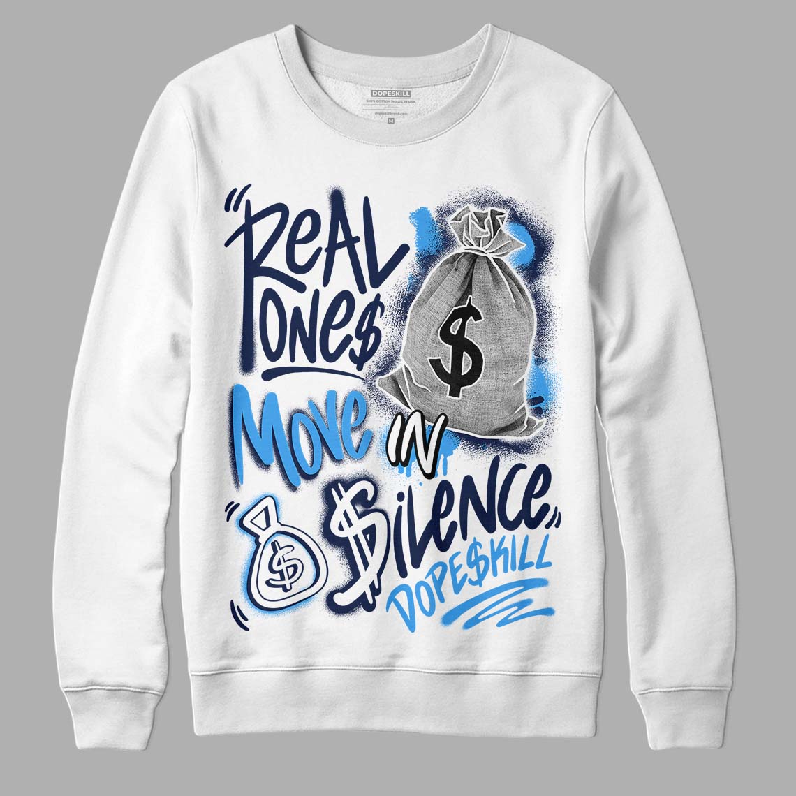 Midnight Navy 3s superstreetwear Sweatshirt Real Ones Move In Silence Graphic